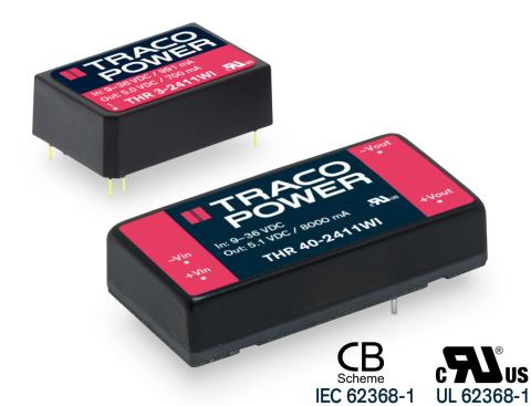 THR Series – Reinforced isolated 3 - 40 Watt DC/DC converter